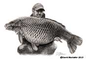 Pencil portrait of Tony Kingdon of Furzebray Lakes by David Blackaller